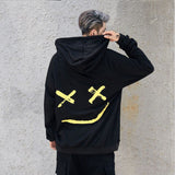 Split Hoodie Demons and Angels Color Matching Smiley Face Sweater Long Sleeve