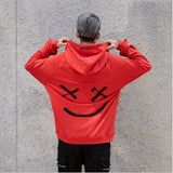 Split Hoodie Demons and Angels Color Matching Smiley Face Sweater Long Sleeve