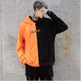 Split Hoodie Demons and Angels Color Matching Smiley Face Sweater Long Sleeve