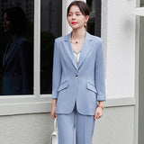 Women Pants Suit Uniform Designs Formal Style Office Lady Bussiness Attire Striped Fashion Workwear Coat Casual Formal Wear