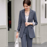 Women Pants Suit Uniform Designs Formal Style Office Lady Bussiness Attire Autumn Casual Fashion Corset Small Business Suit Coat