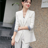 Women Pants Suit Uniform Designs Formal Style Office Lady Bussiness Attire Fashion White Two-Piece Suit