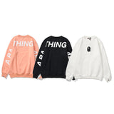 A Ape Print Sweatshirts Printed Letter Fleece-Lined Crew Neck Sweater Men's and Women's Jacket