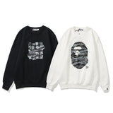 A Ape Print Sweatshirts Printed Men's and Women's Casual Fleece-Lined Crew Neck Sweater