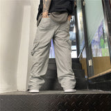 Men's Large Size Retro Sports High Street Wide Leg Pants Harajuku Style Trendy Drawstring Ankle-Tied Trousers Men Pants