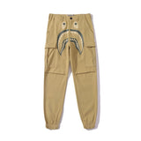 A Ape Print Pant Men's Shark Head Printed Ankle-Tied Overalls Trousers