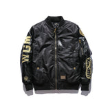 A Ape Print Jacket Black Gold Embroidered Leather Jacket Baseball Uniform Autumn and Winter Thickening Cotton-Padded Coat Men's Clothing