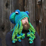 Toque Octopus Hat Halloween Party Funny Octopus Head Cover Warm Crochet Woolen Cap