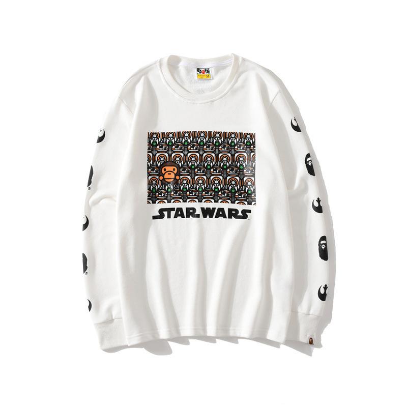 A Ape Print Sweatshirts Spring and Autumn Cartoon Print Men's and Women's Ball Battle Pullover Sweater