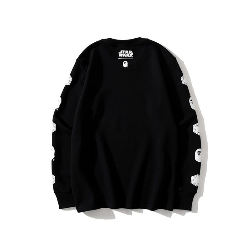 A Ape Print Sweatshirts Ape Head and Star Wars White Warrior Loose Casual Couple Pullover Sweatshirt