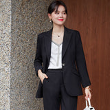 Women Pants Suit Uniform Designs Formal Style Office Lady Bussiness Attire Striped Fashion Workwear Coat Casual Formal Wear
