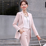 Women Pants Suit Uniform Designs Formal Style Office Lady Bussiness Attire Casual Fashion Tailored Suit Coat Business Two-Piece Set