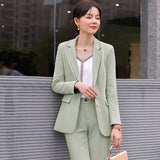 Women Pants Suit Uniform Designs Formal Style Office Lady Bussiness Attire Casual Fashion Tailored Suit Coat Business Two-Piece Set