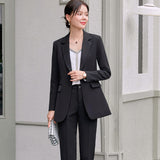 Women Pants Suit Uniform Designs Formal Style Office Lady Bussiness Attire Autumn Casual Fashion Corset Small Business Suit Coat