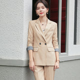 Women Pants Suit Uniform Designs Formal Style Office Lady Bussiness Attire Fashion White Two-Piece Suit
