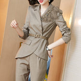 Women's Pants Suit Uniform Designs Formal Style Office Lady Bussiness Attire Suit Two-Piece Suit Women's Winter Fashion Suit