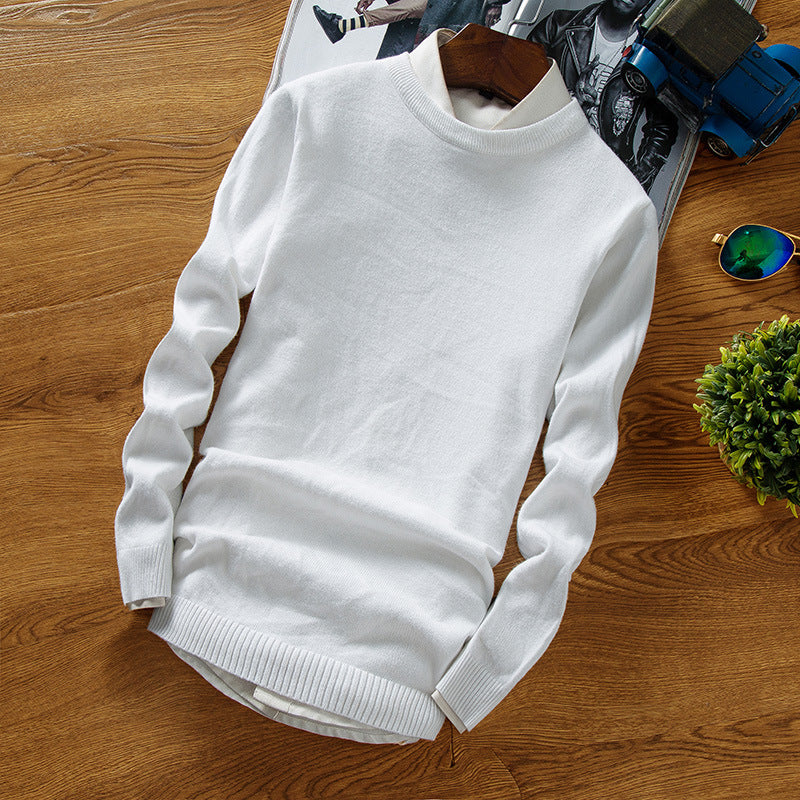 Winter Men's Solid Color round Neck Slim-Fit Jumper Knitwear Large Size Fashion Trend Casual Bottoming Shirt Men Pullover Sweaters