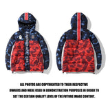 A Ape Print Coat Ape Head Shark Coat Hooded Cotton Jacket Thin