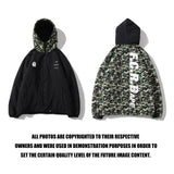 A Ape Print Coat Fall Winter Men Camouflage Coat Cotton Coat Teenagers Winter Hooded Jacket