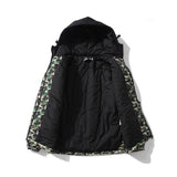 A Ape Print Coat Fall Winter Men Camouflage Coat Cotton Coat Teenagers Winter Hooded Jacket