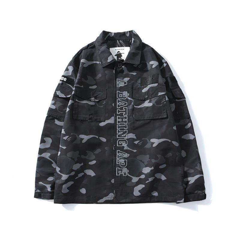 A Ape Print Jacket Spring and Autumn Men's Fashion Fashion Brand Camouflage Workwear Wind Coat Coat