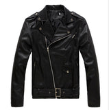 Leather Biker Coat Gothic Leather Jacket Men Pu Jackets Spring and Autumn Motorcycle Slim-Fit Leather Coat Men's Oblique Zipper Leather Jacket Men