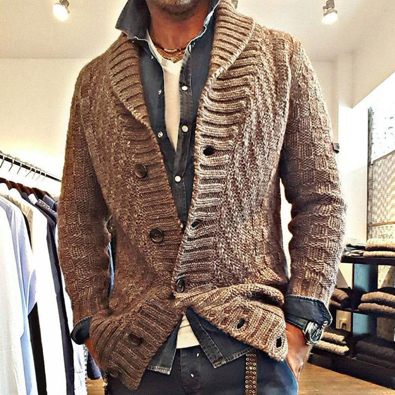 Mens Chunky Knit Men Sweaters Men's Clothing Autumn and Winter Long Sleeves Slim Fit Sweater