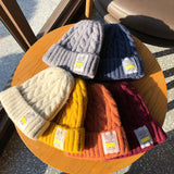 Toque Autumn and Winter Thick Warm Twist Knitted Hat Cone Top Hat Ear Protection Beanie Hat Woolen Cap Men