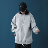 Men's Large Size Retro Sports Autumn and Winter Solid Color round Neck Sweater Men's and Women's Pullover Loose Bottoming Shirt Men's Spring Hoodie