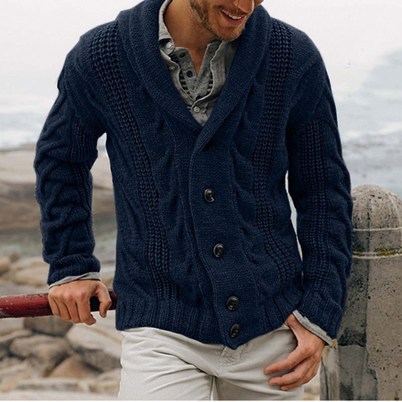 Men Cardigan Sweater Fall Winter Men Sweater Fashion Cardigan Single-Breasted Casual plus Size Sweater