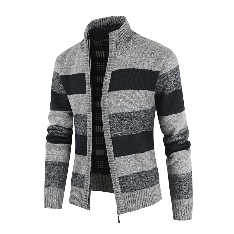 Men Cardigan Sweater Fall Winter Men Sweater Fashion Trend Multicolor Cardigan Trendy Stand Collar Sweater Coat