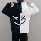 Split Hoodie Demons and Angels Casual Multicolor Smiley Face Long Sleeve Hooded