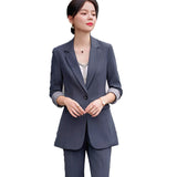 Women Pants Suit Uniform Designs Formal Style Office Lady Bussiness Attire Autumn Casual Fashion Corset Small Business Suit Coat