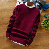 Winter Men's Solid Color round Neck Slim-Fit Jumper Knitwear Large Size Fashion Trend Casual Bottoming Shirt Men Pullover Sweaters