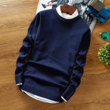 Winter Men's Solid Color round Neck Slim-Fit Jumper Knitwear Large Size Fashion Trend Casual Bottoming Shirt Men Pullover Sweaters