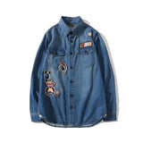 A Ape Print Jacket Men and Women Casual plus Size Coat High Quality Denim Shirt