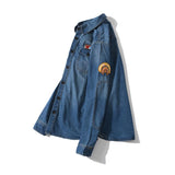 A Ape Print Jacket Men and Women Casual plus Size Coat High Quality Denim Shirt