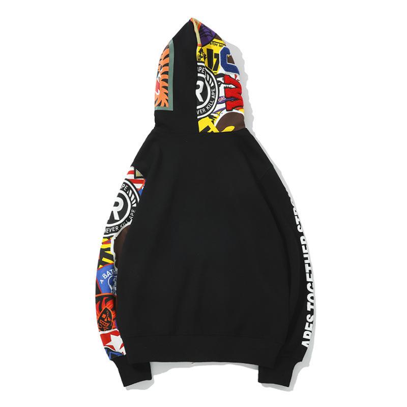 A Ape Print Hoodie Spring and Autumn Graffiti Printing Hooded Cardigan Sweater for Men and Women