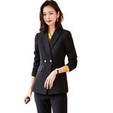 Women Pants Suit Uniform Designs Formal Style Office Lady Bussiness Attire Blue Long Sleeved Fall Fashion Tailored Suit Two-Piece Set