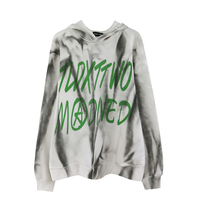 Letter Print Sweatshirt Men's plus Size Retro Sports Trousers Casual Fleece Lined Sweatshirt Men Thermal Hoodie