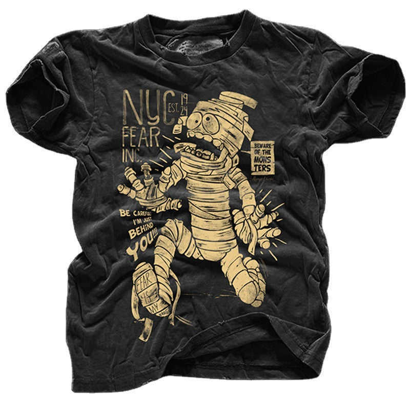 The Walking Dead Clothes Cotton Short-Sleeved T-shirt Cartoon Unique Anime Print Men's Casual Short-Sleeved T-shirt