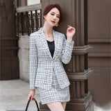 Women Pants Suit Uniform Designs Formal Style Office Lady Bussiness Attire Plaid Fashion Autumn And Winter Two-Piece Suit