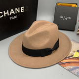 Fedora Hat Autumn and Winter Wide Brim Flat Brim Wool Tibetan Top Hat Fedora Hat