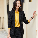 Women Pants Suit Uniform Designs Formal Style Office Lady Bussiness Attire Fashion Autumn Winter Black Professional Tailored Suit Two Piece Set