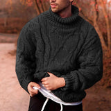 Men Pullover Sweater Fall Winter Fashion Casual Twisted Turtleneck Men's Sweater Solid Color Sweater Men's Knitted Shirt