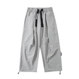 Solid Color Wide-Leg Pants Men's Elastic Waist Drawstring Large Size Retro Sports Street Trend Casual Pants Men Pants