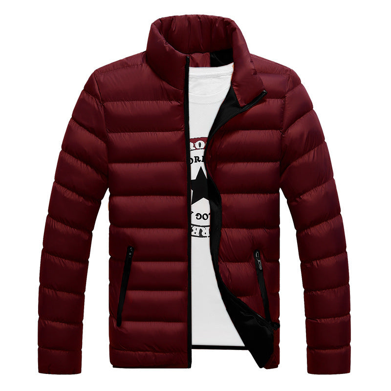 Men's Clothing Thick Warm Jacket Men's Stand-up Collar Slim Fit Solid Color Small Cotton-Padded Jacket Men Coat Men Winter Outfit Casual Fashion