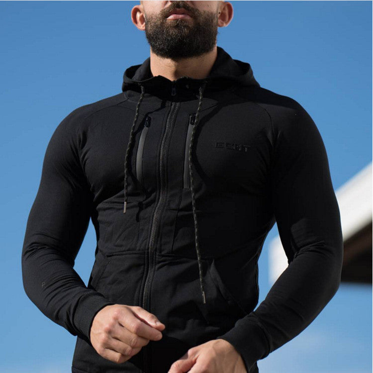 Men's Sports Hoodie Men Sweatshirts Fitness Male's Hoodies Muscle Men's Sports Jacket Breathable Casual Top Autumn Training Slim-Fit Hood Cotton Sweater