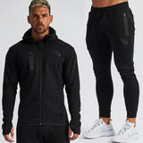Men Tracksuit Set Jogging Suits Mens Muscle Autumn and Winter Fitness Training Sweater Two-Piece Outdoor Sports Hooded Top Pants Suit