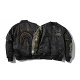 A Ape Print Coat Autumn and Winter Fashion Brand Camouflage Sleeve Thickened Men's Casual Cotton-Padded Clothes Coat